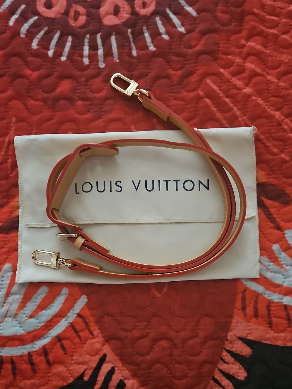 Louis Vuitton Leather Adjustable Crossbody Strap with Gold Hardware